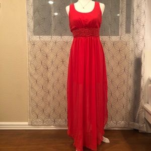 Beautiful Long Maxi bright coral dress Size 8